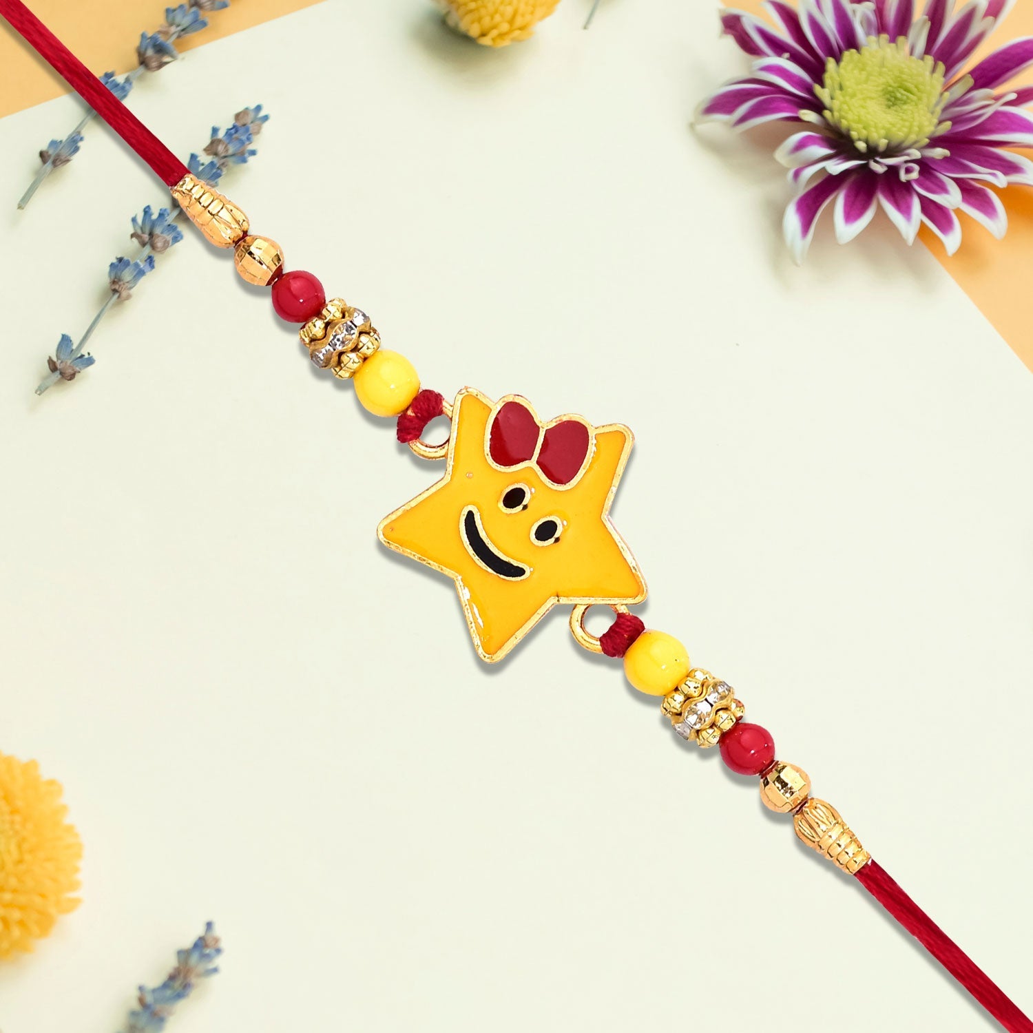 Smiley Star Rakhi Comfortable Kids Rakhi for Raksha Bandhan (5pcs)