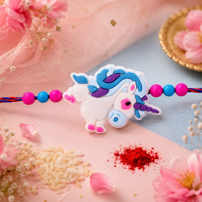Unicorn Charm Kids Beaded Traditional Rakhi for Brother (5pcs)