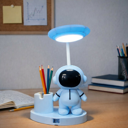 Blue Astronaut LED Desk Lamp with Pen Holder for Study Table, Kids Room & Bedside