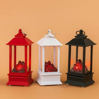 Set of 3 Decorative LED Lanterns with Glowing Ember Effect – Battery Operated Hanging Tabletop Lanterns in Red, White & Black – Flameless Vintage Style Lantern for Home Décor, Festive Lighting & Gifting