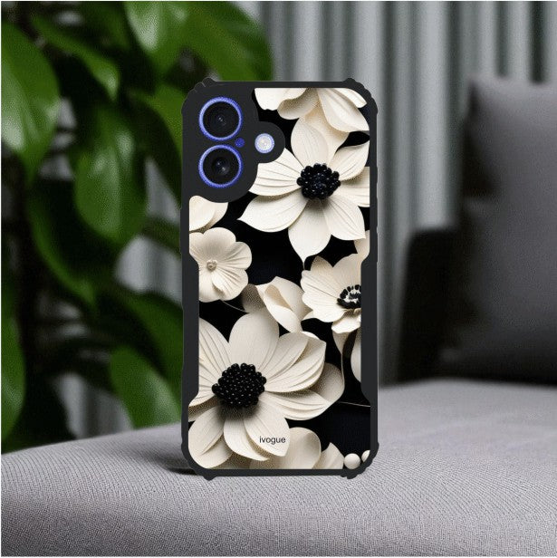 Black & Bloom Mobile Cover For Apple Iphone 16