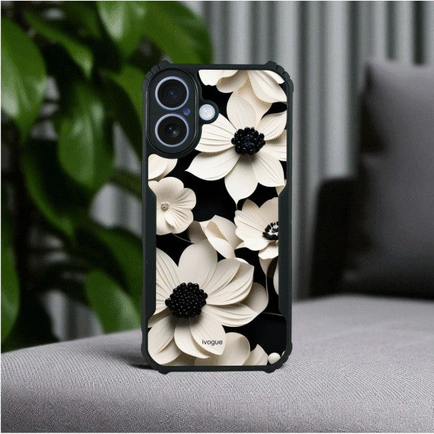 Black & Bloom Mobile Cover For Apple Iphone 17