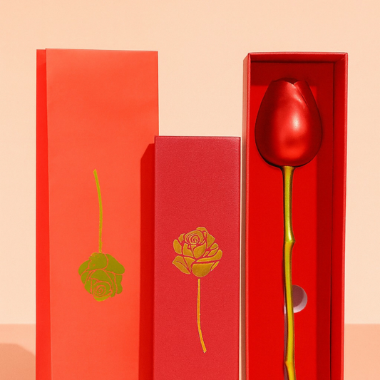 Luxury Metallic Rose with Elegant Gift Box and Carry Bag | Eternal Artificial Rose Flower Gift for Valentine’s Day, Birthday, Anniversary, Wedding, or Romantic Décor | Premium Long-Stem Rose Keepsake for Women and Couples