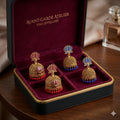 Lotus Meenakari Jhumka Earrings Combo Pack Set of 2 Pairs for Women Red Blue
