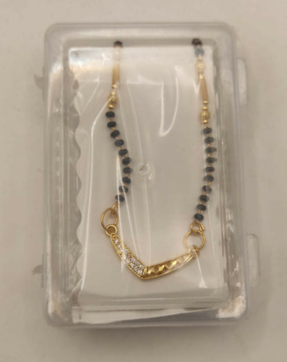 Gold Plated V-Shape Mangalsutra with Black Beads