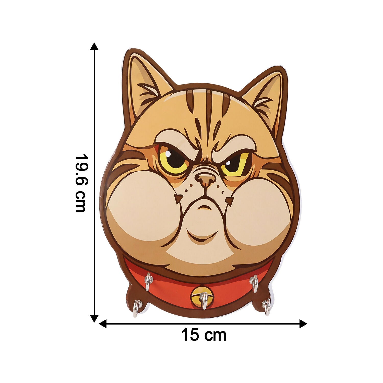 Cute Cartoon Cat Wooden Key Holder Wall Mounted Decorative Key Rack for Home Entrance