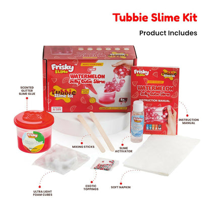 Watermelon Jelly Cube Slime Making Kit for Kids – DIY Tubbie Slime Kit with Activator