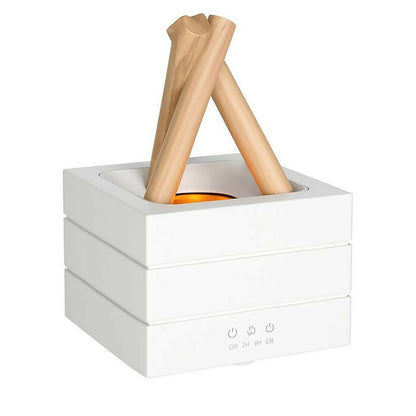 White Campfire Flame Aroma Diffuser 280ml with Simulated Fire & Timer Modes
