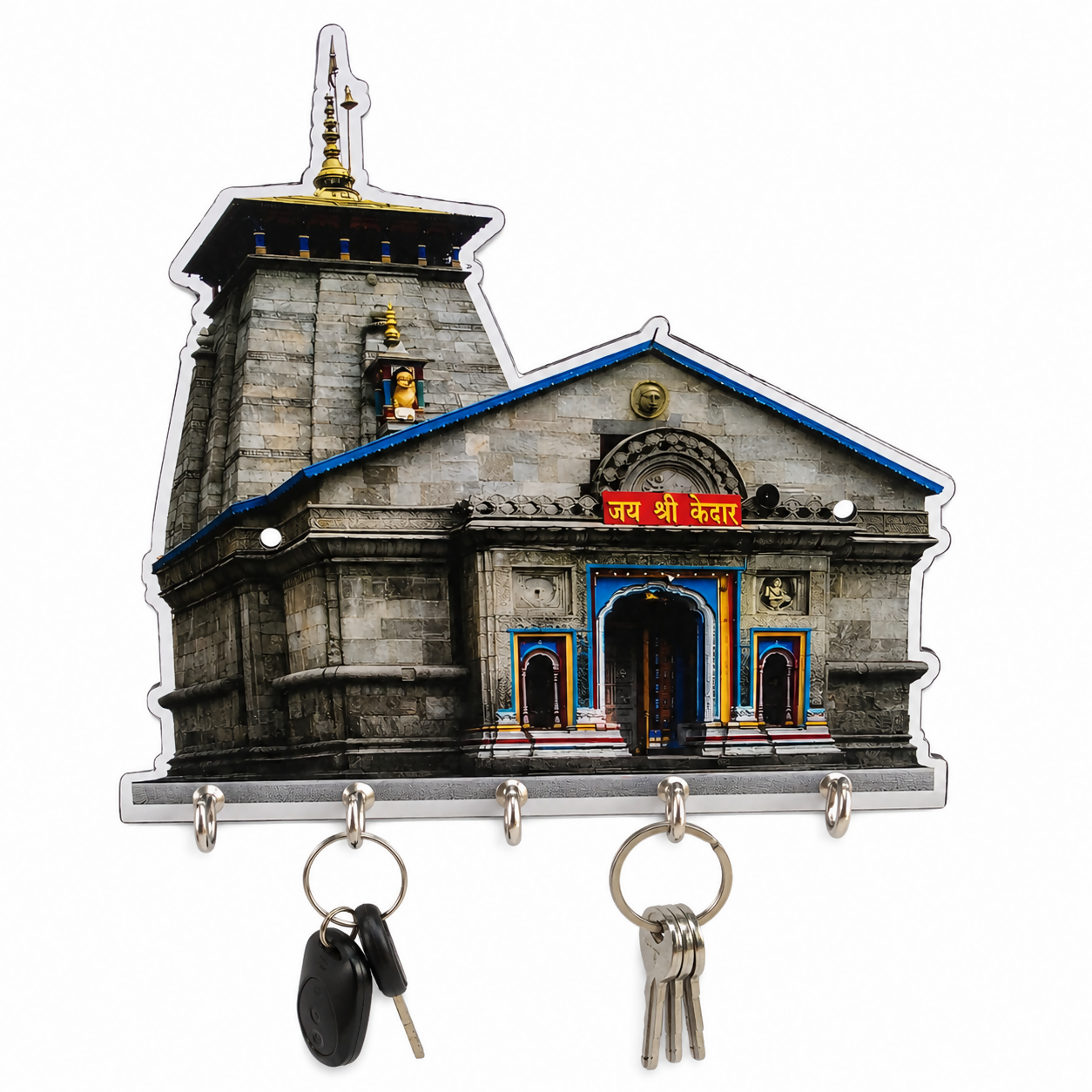 Solid key holder wall mount with 5 hooks for essentials