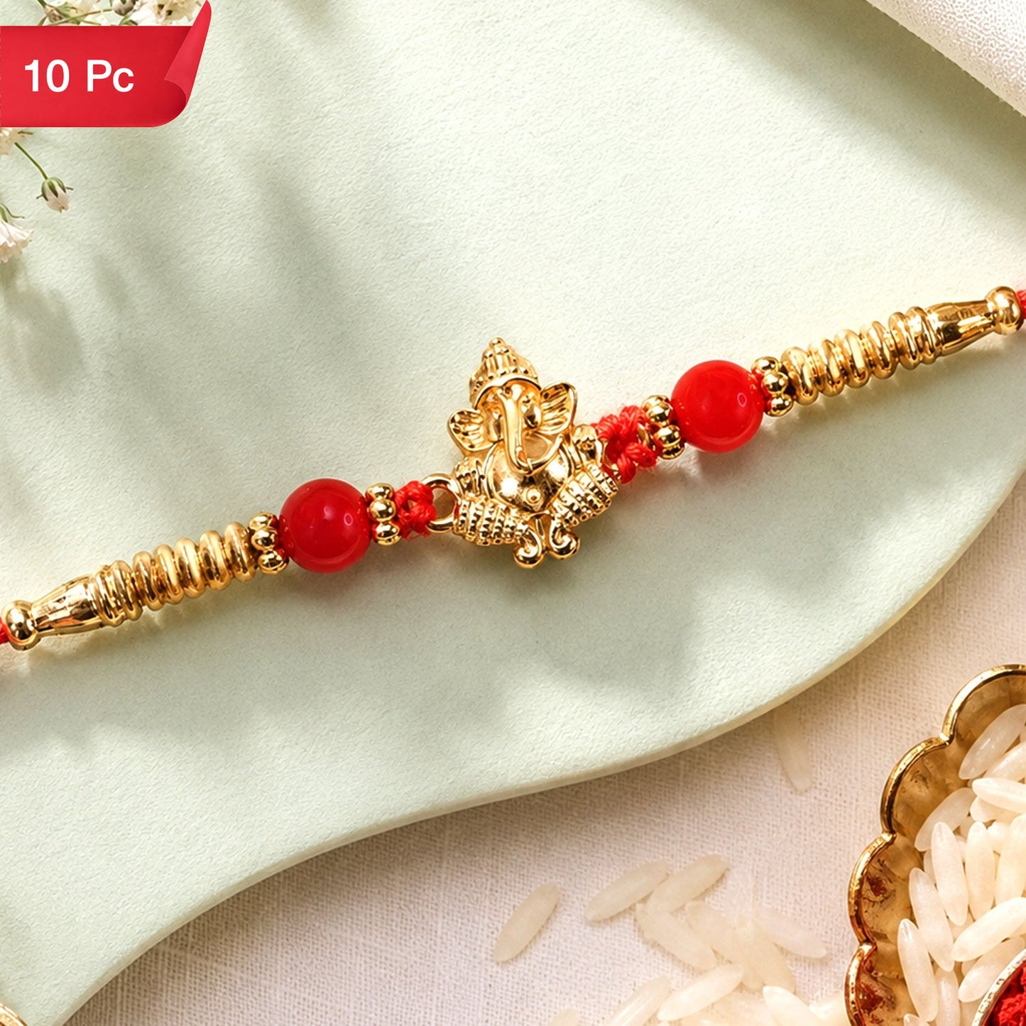 Ganesha Rakhi Traditional Charm for Brother on Raksha Bandhan (10pcs)