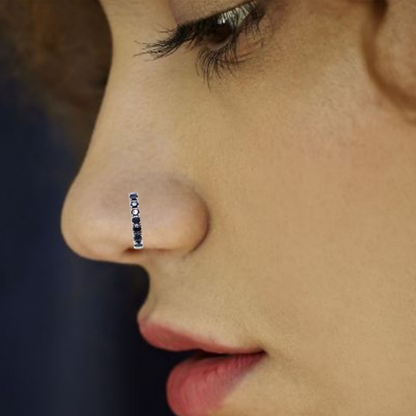 Gold Pave Fake Nose Ring Set - Dual Gem Line