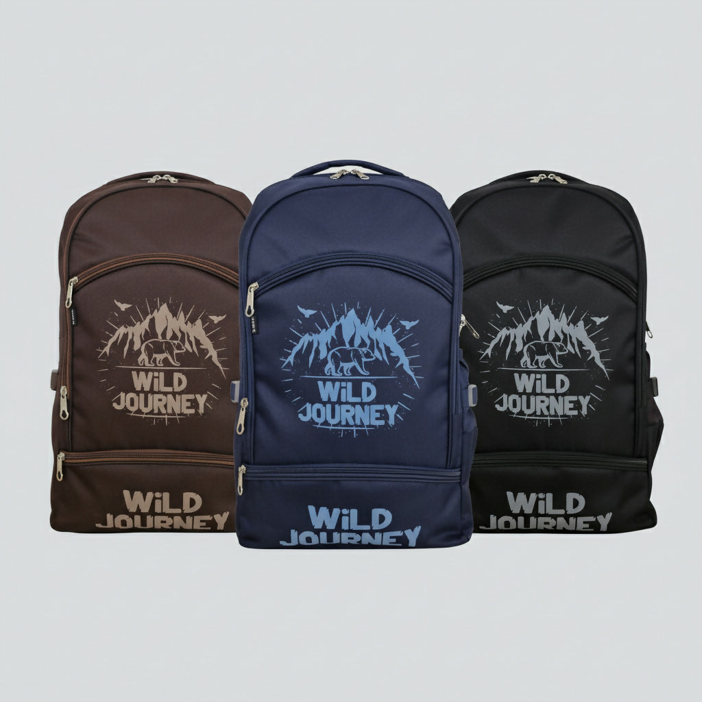 Wild Journey Durable Multicolor Trekking Backpack - 40L Trekking bag with, Mountain Bear Logo Rucksack for Camping, Travel & Outdoor Adventures