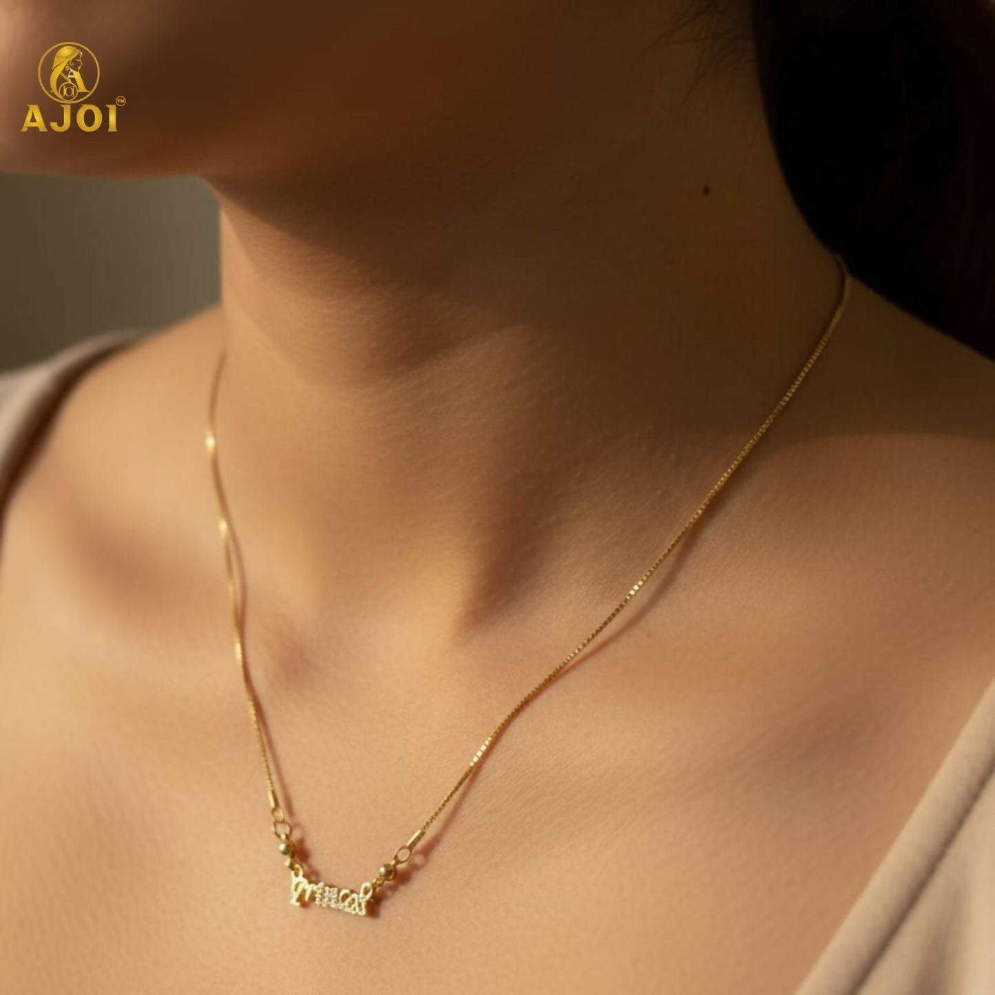 Princess Gold Plated Name Pendant Necklace with Crystal Stones for Women