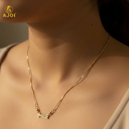 Princess Gold Plated Name Pendant Necklace with Crystal Stones for Women