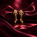 Gold Drop Earrings – Elegant Cascading Chain Bead Design for Women