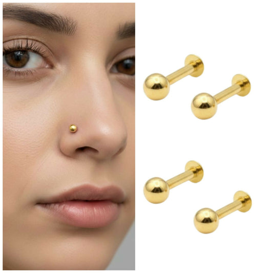 Gold Plated Titanium Labret nosepin stud Laung Koka Nathni Combo Pack of 4