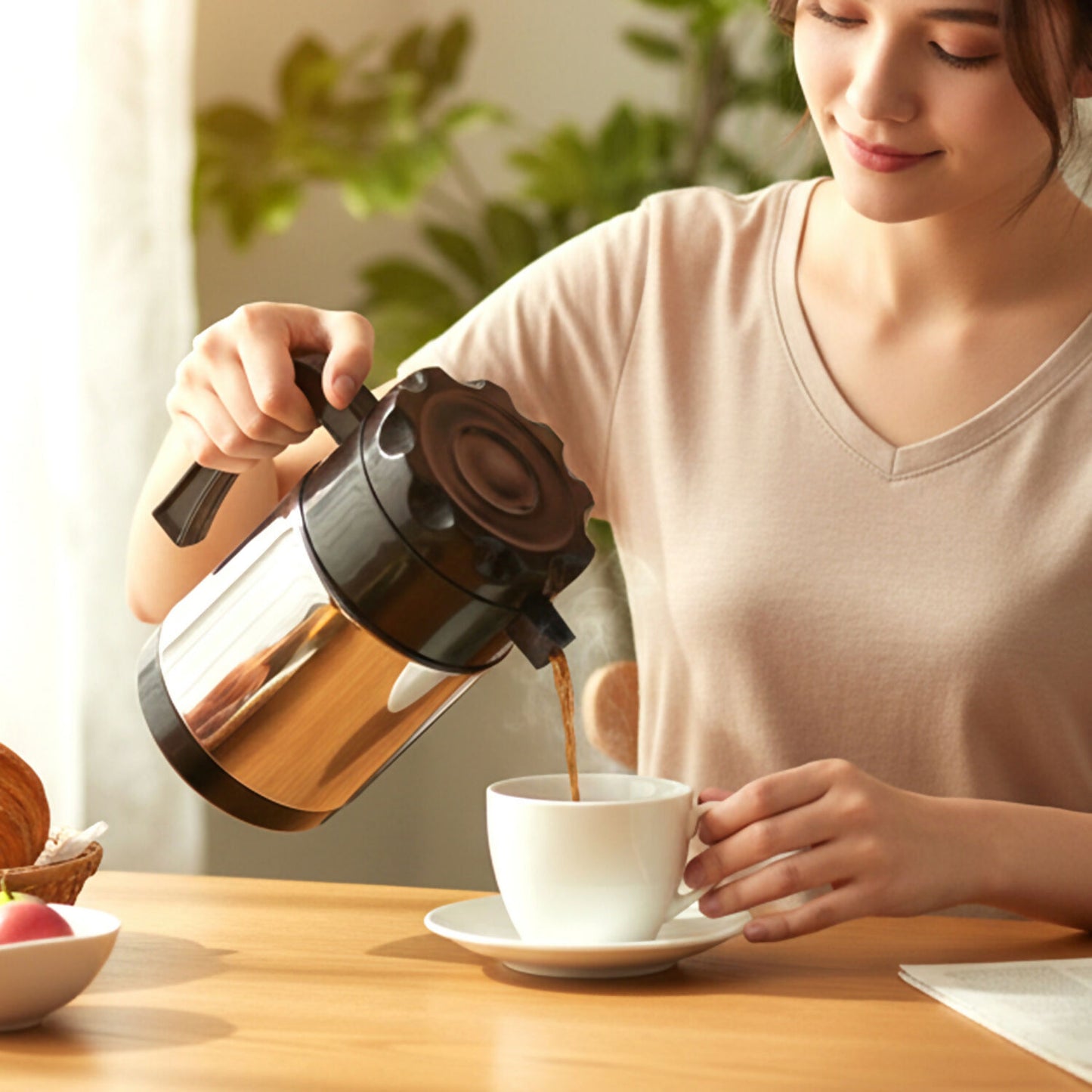 Side view of steel insulated kettle