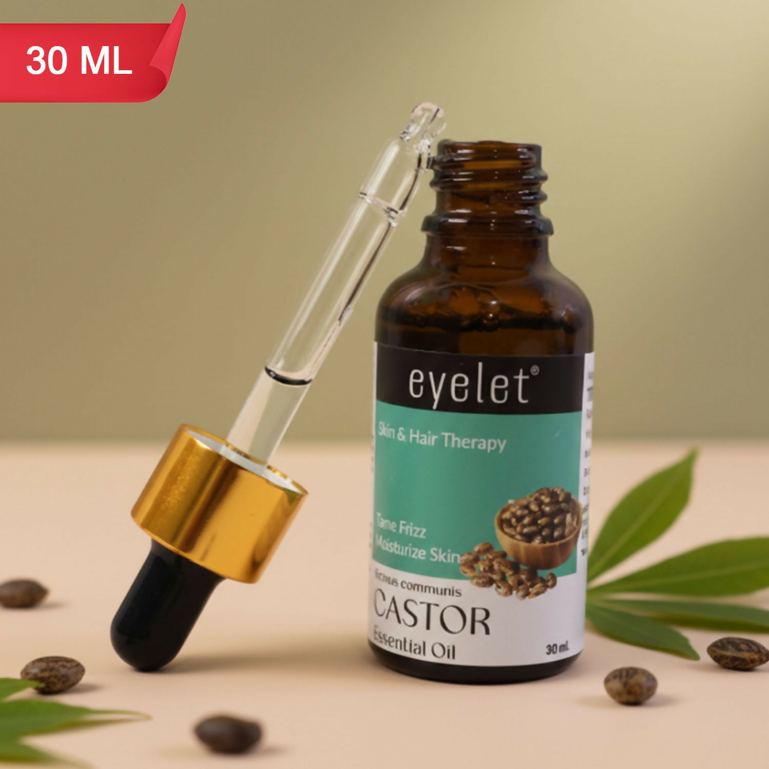 Eyelet Castor Essential Oil for Skin & Hair Therapy Tame Frizz & Moisturize Skin (30ML)