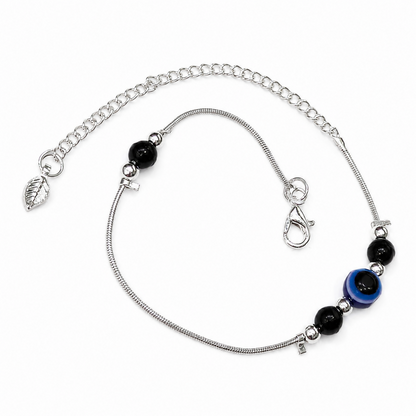 Evil Eye Anklet pair showing adjustable chain