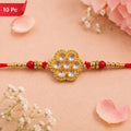 Kundan Rakhi Traditional Rudraksha Design for Brother (10pcs)