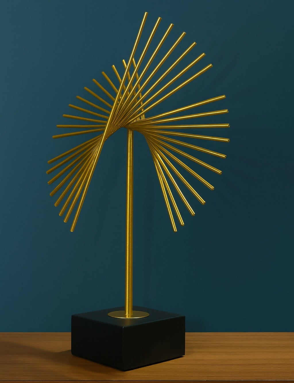 Modern Metal Abstract Table Showpiece with Gold Fan Design