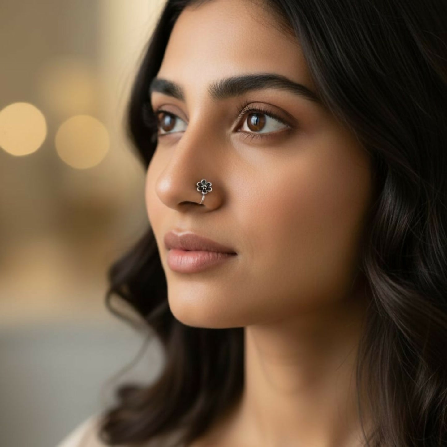 Oxidized Silver Designer Nose Pins for Women & Girls (Pack of 5)