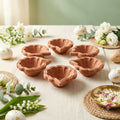 Traditional Flower Shape Terracotta Clay Diya 6 Pcs Set for Pooja and Festival Decor