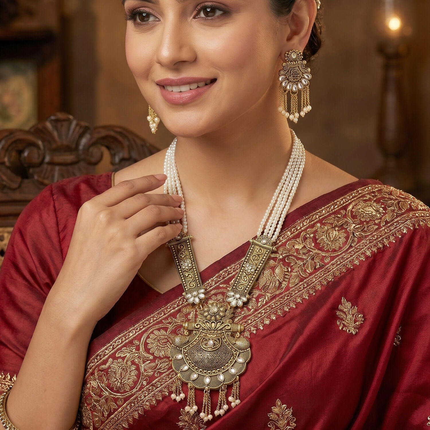 Elegant necklace set displayed for celebration wear
