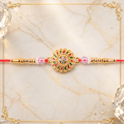Floral Stone Beaded Rakhi for Brother Raksha Bandhan Gift (5pcs)