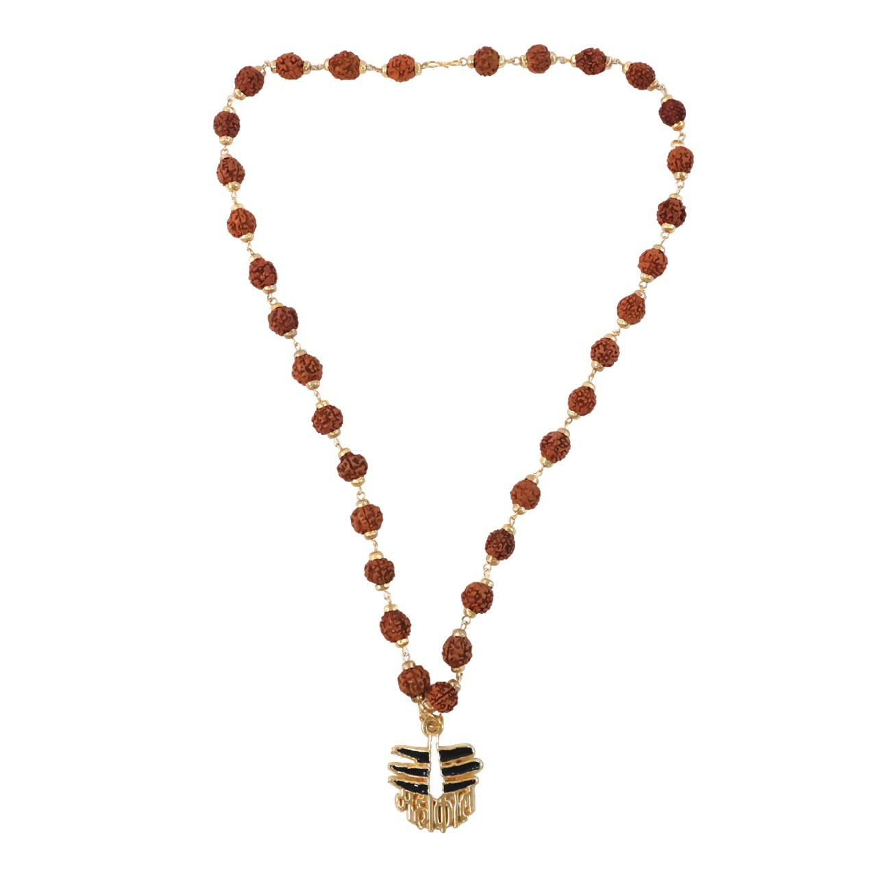 Mahakal Rudraksha Mala with Gold Plated Shiv Pendant Spiritual Necklace for Men