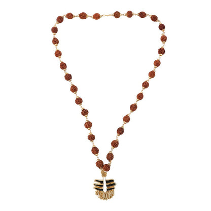 Mahakal Rudraksha Mala with Gold Plated Shiv Pendant Spiritual Necklace for Men