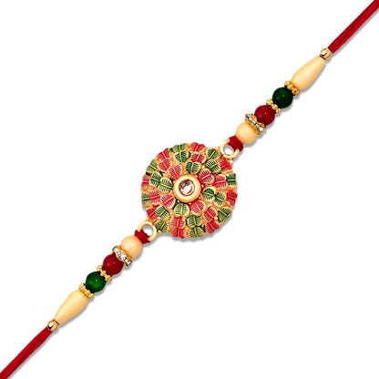 Kundan Rakhi Traditional Rudraksha Design for Brother (10pcs)