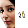 No Piercing Nose Cuff – Gold Tone Crystal Line Pack of 2