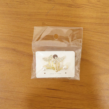 Korean Style Mermaid Tail Pearl Stud Earrings for Women & Girls