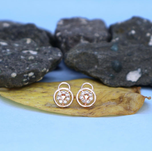 Rose Gold Plated Daily Wear Stud Earrings with AD for women and girls
