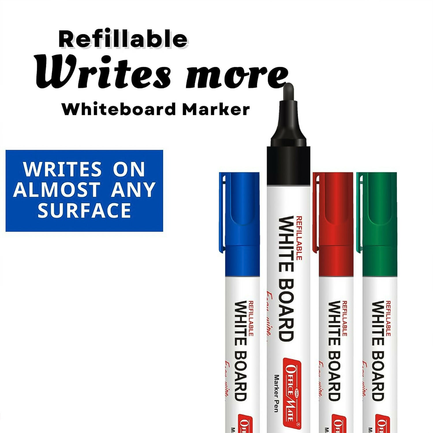 Officemate Refillable Whiteboard Marker Pen Set – 8 Vibrant Colours