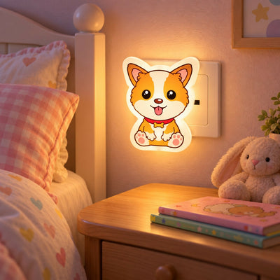 Cute Dog Plug In LED Night Light for Kids Room and Bedroom