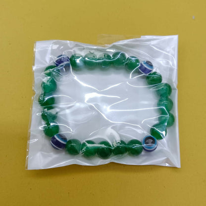 Green Evil Eye Glass Beads Bracelet