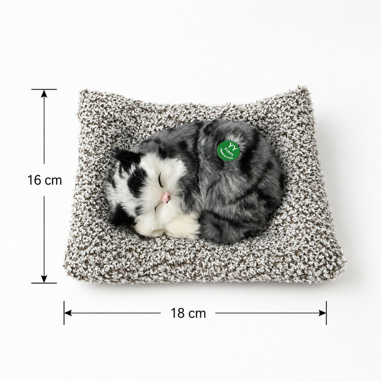Plush cat toy showing detailed craftsmanship