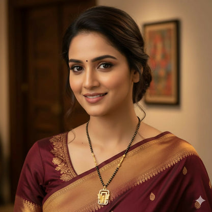 Gold pendant AD Heart Floral Mangal sutra Necklace with Accents For women