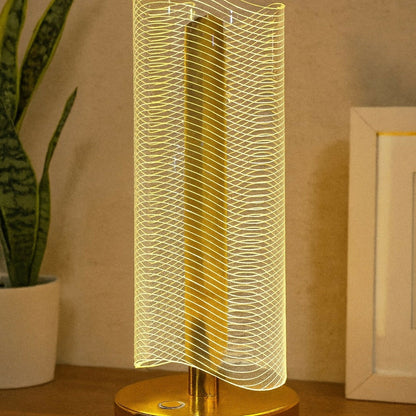 Luxury Wave Acrylic LED Table Lamp Golden for Bedroom & Living Room