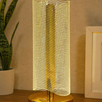 Luxury Wave Acrylic LED Table Lamp Golden for Bedroom & Living Room