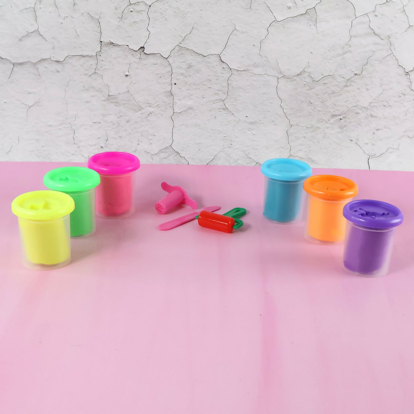Khyati Frisky Dough Play Set – 6 Vibrant Colors Non-Sticky, Stain-Free Modelling Clay with Shape Moulds & Tools for Kids (3+ Years)