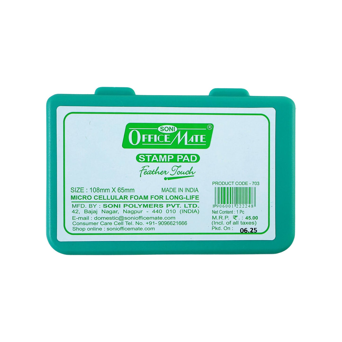 Premium Green Stamp Pad with High-Quality Ink & Microcellular Foam – (108 × 65 mm)