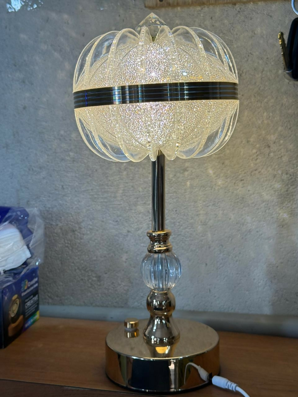 Luxury Bedside Lamp with Metal Stand for Living Room, Bedroom & Office Decoration