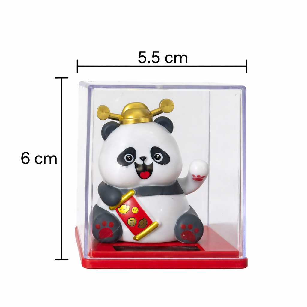 Solar Powered Lucky Panda Waving Toy – Auto Hand Moving Dashboard Decor