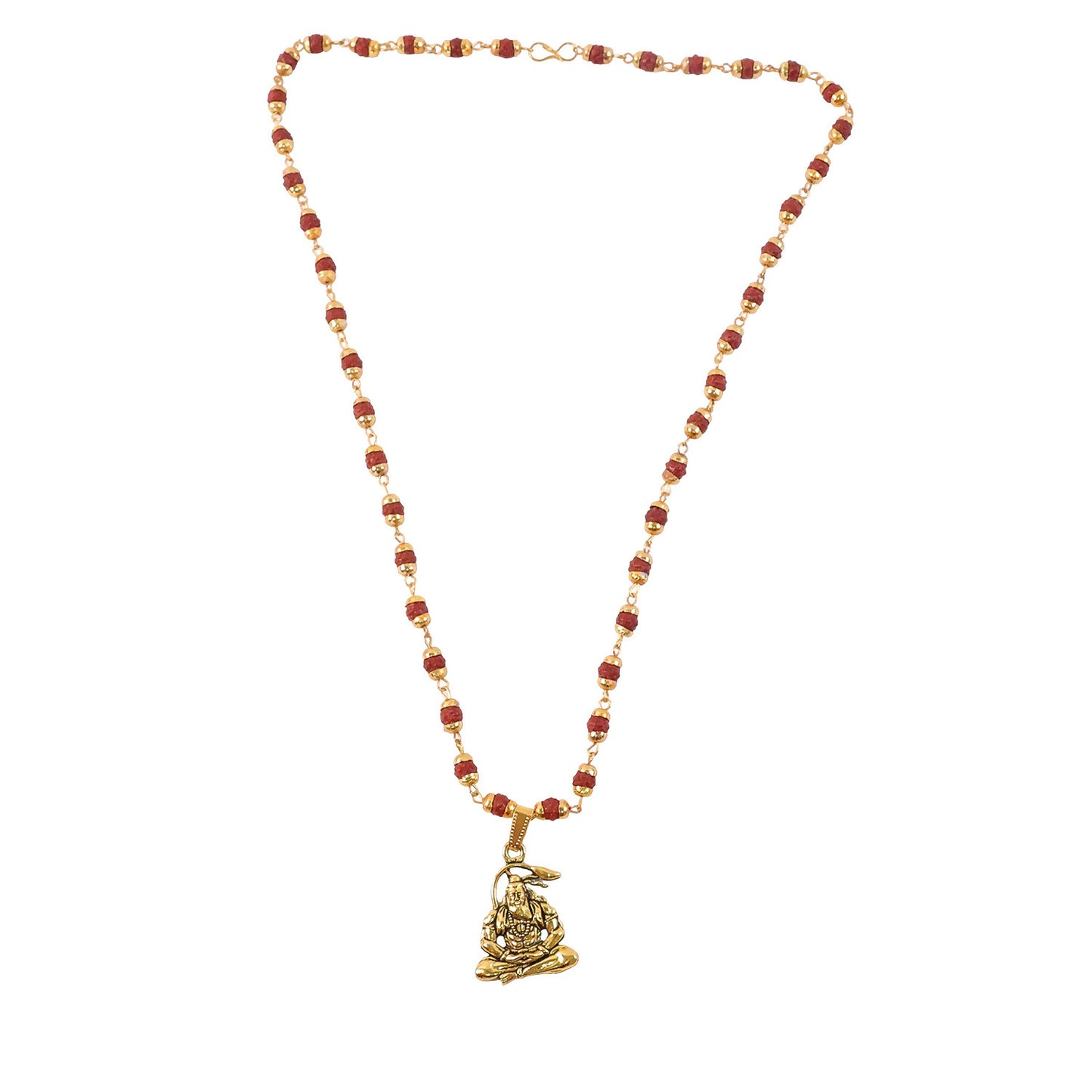 Hanuman Pendant Gold Plated & Rudraksha Bead Mala