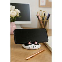 Cute Cat Phone Stand Desk Mobile Holder for Smartphone, Table & Office Decor