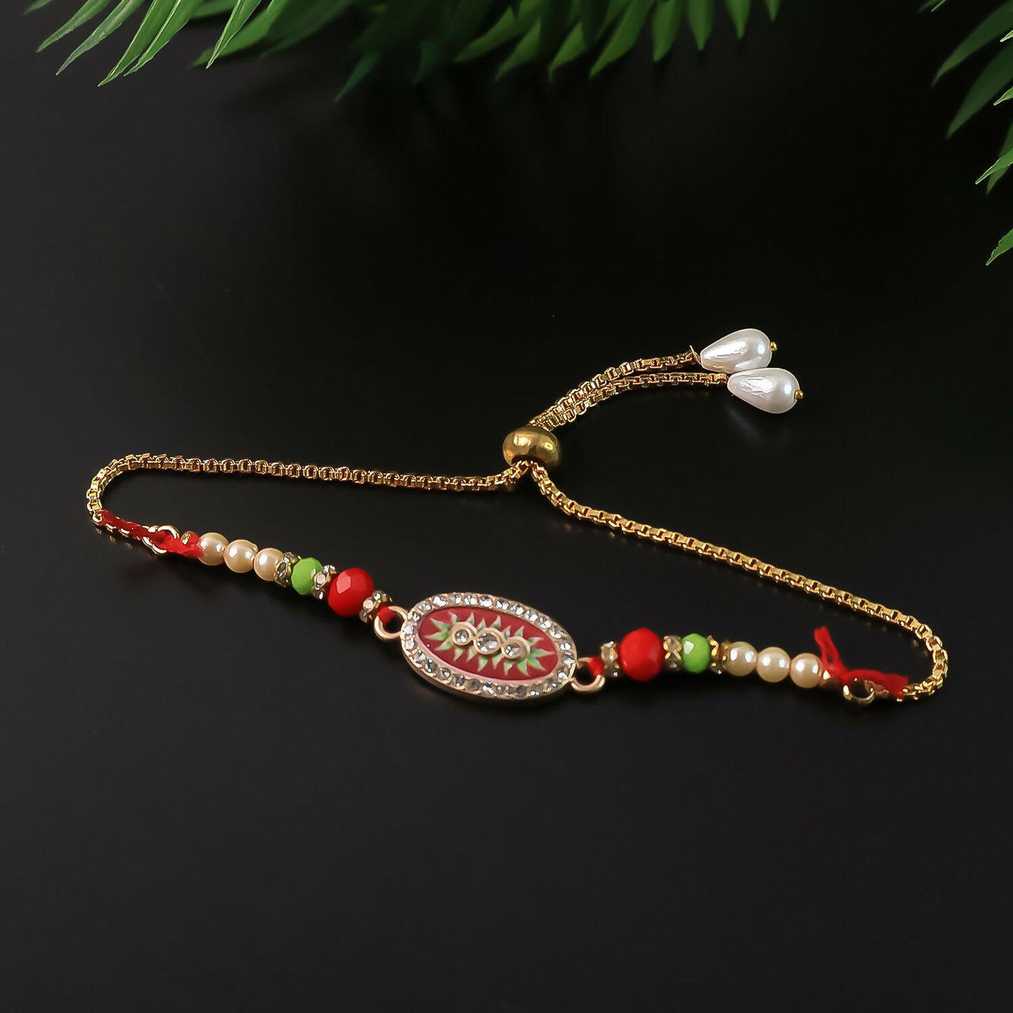 Pearl bead detailing on Bhaiya Bhabhi Rakhi