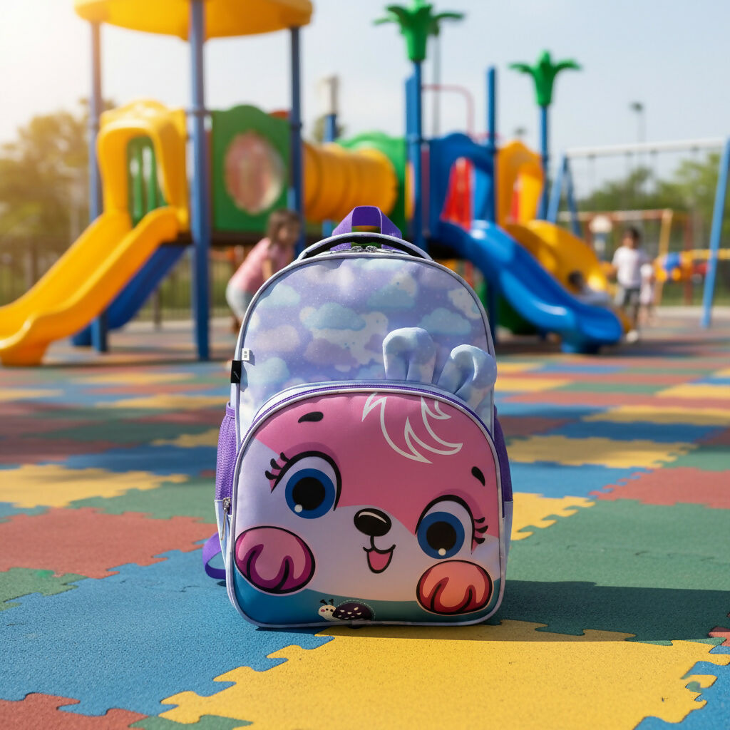 Cute Kids Backpack for Girls – Cartoon Animal Face School Bag with 3D Ears, Pastel Pink & Purple, Lightweight Preschool Bookbag for Toddlers & Kindergarten